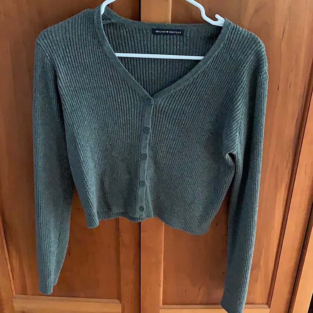 brandy melville button up ribbed long sleeve